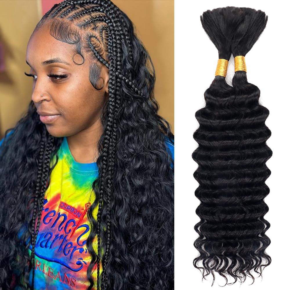 HUMAN Deep Wave Hair for Tree Braids |Crochet | Boho | Single Braids (22 inch)